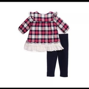 New Rare Editions Baby Girls Plaid Legging Set